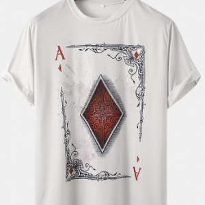 Mens Poker Element Graphic Crew Neck Retro Short Sleeve T-Shirts discountshub
