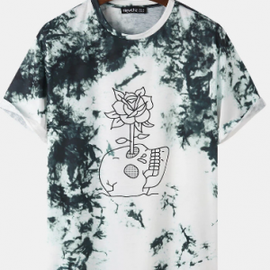 Mens Skeleton Graphics Tie Dye Crew Neck Short Sleeve T-Shirt discountshub
