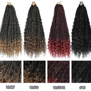 Messy Goddess Bohemian Box Braids Un-Ruly Synthetic Crochet Braiding Hair 18 Inchs Boho Braided Hair Extensions with Curls Ends discountshub