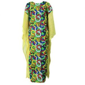 Multicolour Ladies Maxi Bubu Ankara With Lace Finishing Dress discountshub