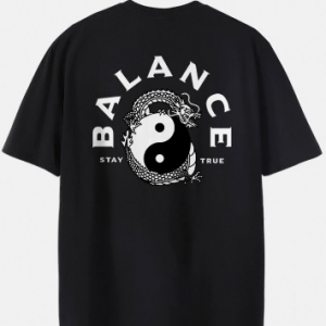 Plus Size Mens Yin Yang Dragon Letter Print Fashion Short Sleeve T-Shirts discountshub