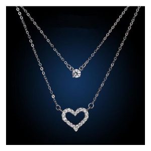 S925 Silver Double Love Heart Necklace discountshub