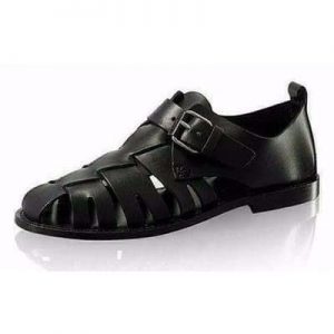 Tee Mask Men's Leather Sandal - Black discountshub