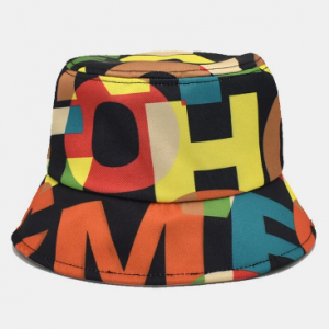 Unisex Cotton Letter Pattern Printing Colorful Fashion Bucket Hat discountshub