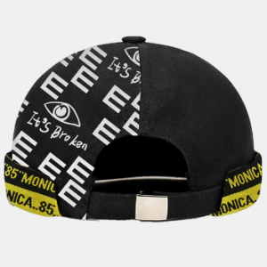 Unisex Cotton Letter Print Splicing Fashion Personality Brimless Beanie Landlord Cap Skull Cap discountshub