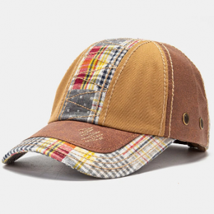 Unisex Patchwork Lattice Pattern Fashion Young Sunshade Baseball Hat discountshub