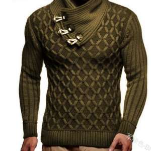 WEPBEL Autumn Winter Knitted Pullover Sweater Men's Casual Turtleneck Long Sleeve Slim Fit Solid Color Warm Sweater discountshub