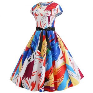 Women Vintage Printing Bodycon Sleeveless Dress discountshub