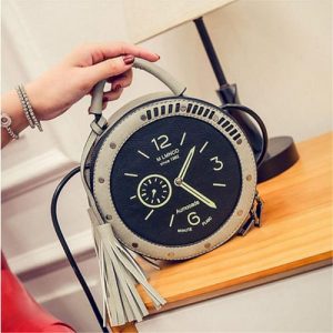 Women's Crossbody Round Clock Shaped Handbag - Grey discountshub