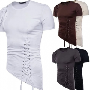 ZOGAA Men Summer New Short Sleeve T-shirt with Irregular Design Knitting Rope Fashion T-Shirt Men Camisetas Hombre 2020 discountshub