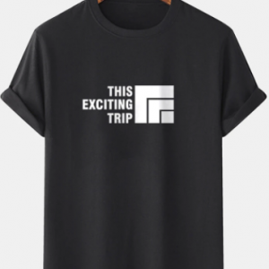 100% Cotton Mens Geometry Pattern Letter Casual Short Sleeve T-Shirt discountshub