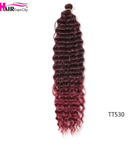 22 Inch Deep Wave Twist Crochet Hair Natural Synthetic Braid Hair Ombre Braiding Hair Extensions Low Tempreture Hair Expo City discountshub