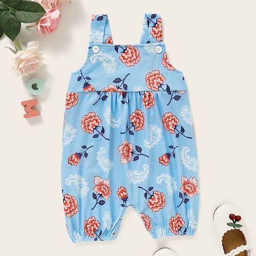 Baby Girls Floral Print Jumpsuit Fashion Sleeveless Romper discountshub