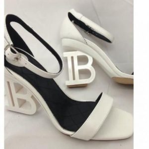 Black And White Colored Mid Low Heel Sandal discountshub