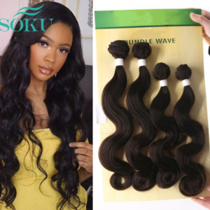 Body Wave Hair Weaves Synthetic Hair Bundles Extensions Weave High Temperature Fiber Weave Bundles SOKU Hair Wave 4 Bundles discountshub