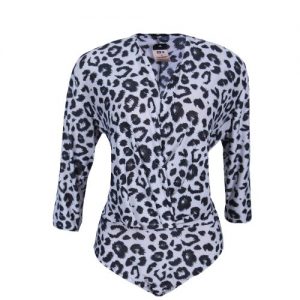 Canill 3/4 Sleeve Drape Bodysuit Blouse - Multicolour discountshub