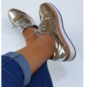 Fashion Woman Latest Ladies Sneakers-gold discountshub