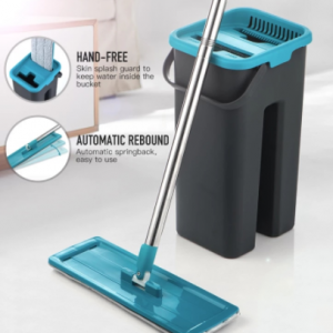 Flat Squeeze Mop and Bucket Hand Free Wringing Floor Cleaning Mop Microfiber Mop Pads Wet or Dry Usage on Hardwood Laminate Tile discountshub