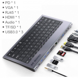Keyboard Dock for Pro 13 Air USB-C Splitter Port Type-C Hub USB-C HUB Multi USB 3.0 HDMI Adapter 10-IN-1 Docking Station discountshub