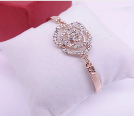 Luxury Woman Camellia Bracelet Boutique Rose Flower Crystal Bracelets Bangle For Women discountshub