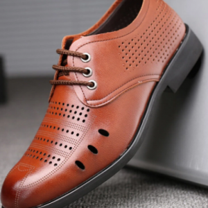 Men Hole Breathable Microfiber Leather Business Casual Dress Shoes discountshub