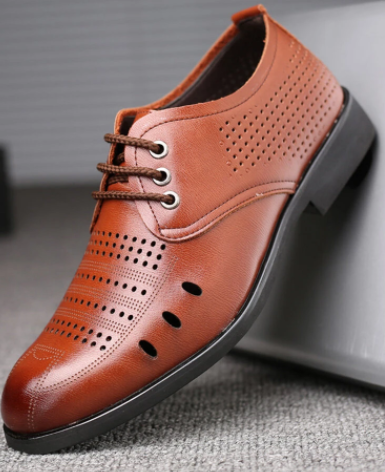 Men Hole Breathable Microfiber Leather Business Casual Dress Shoes discountshub