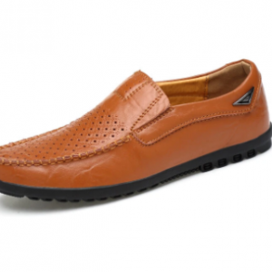 Men Hole Leather Slip On Soft Sole Casual Driving Shoes discountshub