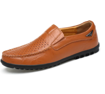 Men Hole Leather Slip On Soft Sole Casual Driving Shoes discountshub