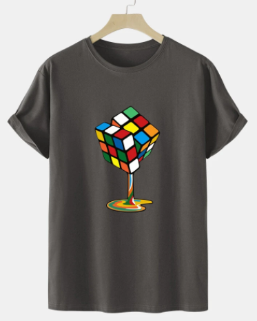 Mens Cube Graphic 100% Cotton Street Short Sleeve T-Shirts discountshub