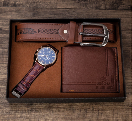 Men's Gift Set Beautifully Packaged Watch + Wallet Leather Belt Set Hot Selling Creative Combination Set Men Watches 2020 Luxury discountshub