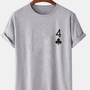 Mens Poker Plum Blossom 4 Print 100% Cotton Short Sleeve T-Shirts discountshub