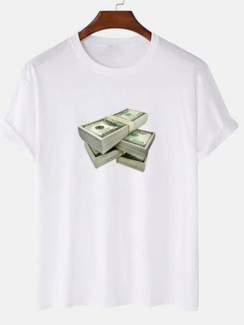 Mens USD Print Crew Neck 100% Cotton Short Sleeve T-Shirts ddiscountshub