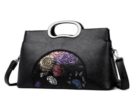 Sac A Main Middle-aged Flower Bags For Women 2018 Genuine Leather Luxury Handbags women Bags Designer Metal Handle Tote Bag discountshub