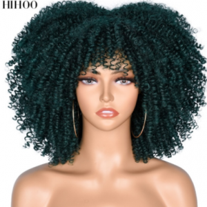 Short Hair Afro Kinky Curly Wigs With Bangs For Black Women Synthetic Natural Glueless Brown Mixed Blonde Wig Cosplay Daily discountshub
