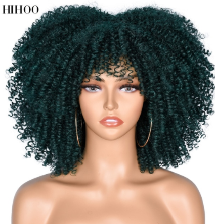 Short Hair Afro Kinky Curly Wigs With Bangs For Black Women Synthetic Natural Glueless Brown Mixed Blonde Wig Cosplay Daily discountshub