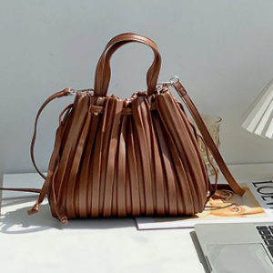 Women PU Leather Stripe Crossbody Bag Shoulder Bag Handbag Ruched Bag discountshub