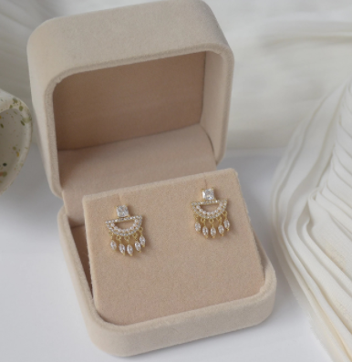 14k Real Gold Fashion Jewelry Micro-inlaid Zircon Pearl Geometric Tassel Luxury Earrings for Woman Shine Holiday Daily Earring discountshub