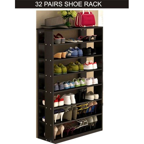 32 PAIRS Wooden Shoe Rack - BLACK discountshub