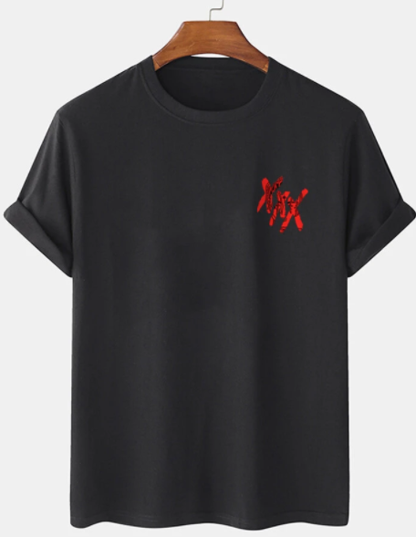 Camisetas masculinas X Graffiti com estampa de peito casual de manga curta 100% algodão discountshub