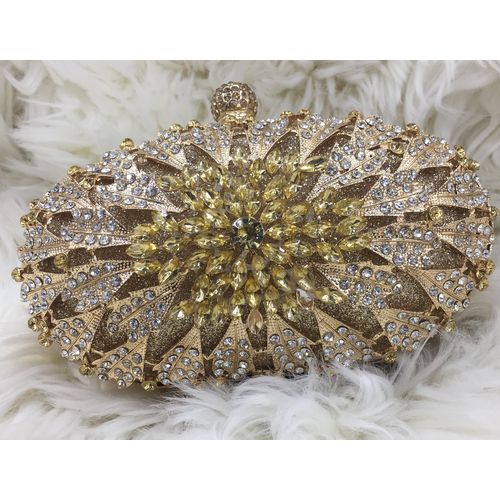 Crystal Clutch Purse(Front And Back)-GOLD discountshub