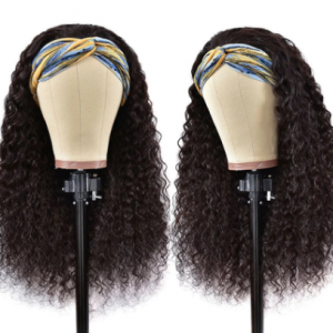 Deep Wave Headband Wig 100% Curly Human Hair Scarf Wig Natural Color Glueless Full Machine Headbands For Women Water Wave Wig 30 discountshub