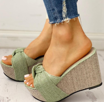 Free Gift Feet Chain Slip On Leisure Platform Summer Sandals 2020 Wedges High Heels Women Shoes Woman Mules Flip Flops discountshub