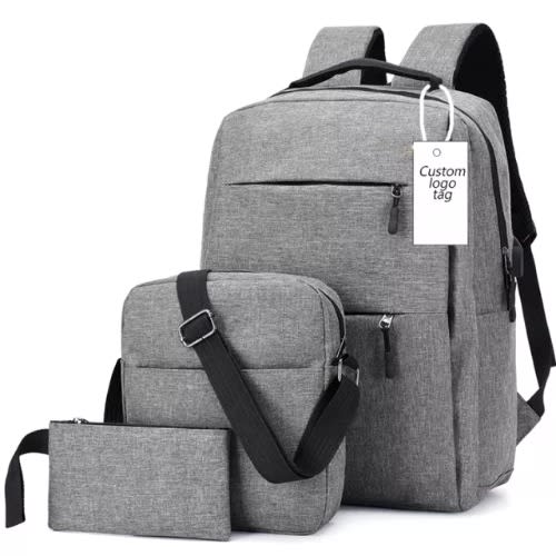 High Quality 3 In 1 Set Anti-Theft Backpack Bag - Grey discountshub