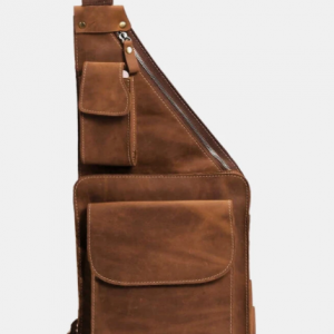 Men Vintage PU Leather Anti-theft Crossbody Bag Chest Bag discountshub