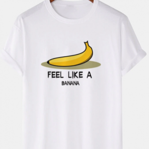 Mens Banana Pattern Letter 100% Cotton Short Sleeve T-Shirt discountshub