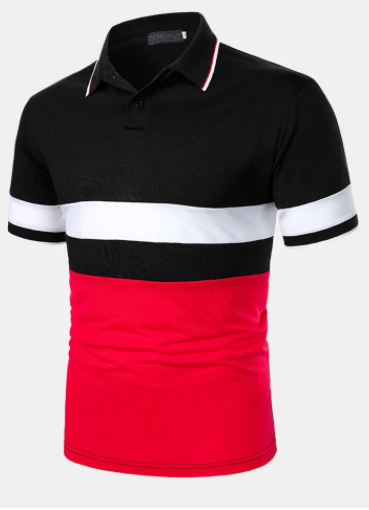 Mens Color Block Patchwork Casual Short Sleeve Golf Shirts discountshub