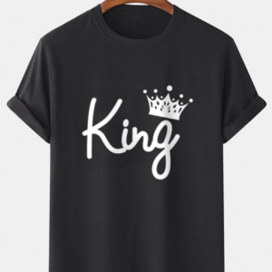 Mens Crown King Print 100% Cotton Casual Short Sleeve T-Shirts discountshub