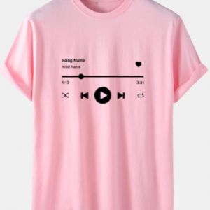 Mens Music Player Print 100% Cotton Short Sleeve T-Shirt discountshub