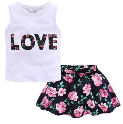 Mudkingdom Summer Girl Clothes Set Easter Chiffon Skirt Outfit LOVE Cute Girls Suits I Love Daddy Mommy Children Clothing discountshub