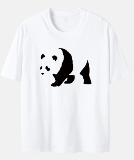 Plus Size Mens Casual 100% Cotton Panda Graphics Short Sleeve T-Shirt discountshub